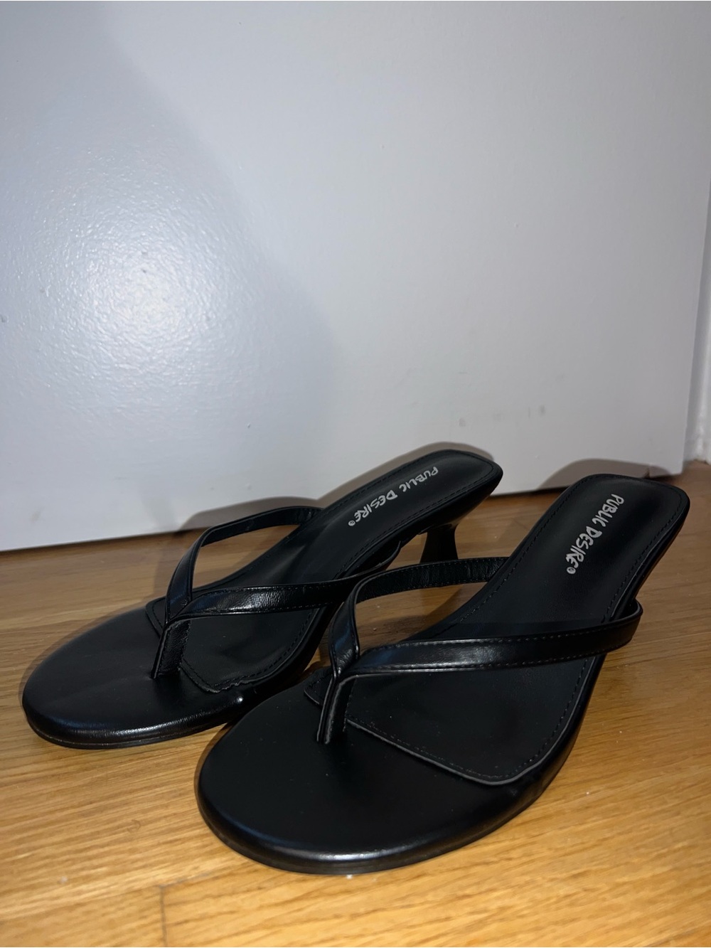 Public Desire Black Thong Heeled Sandals